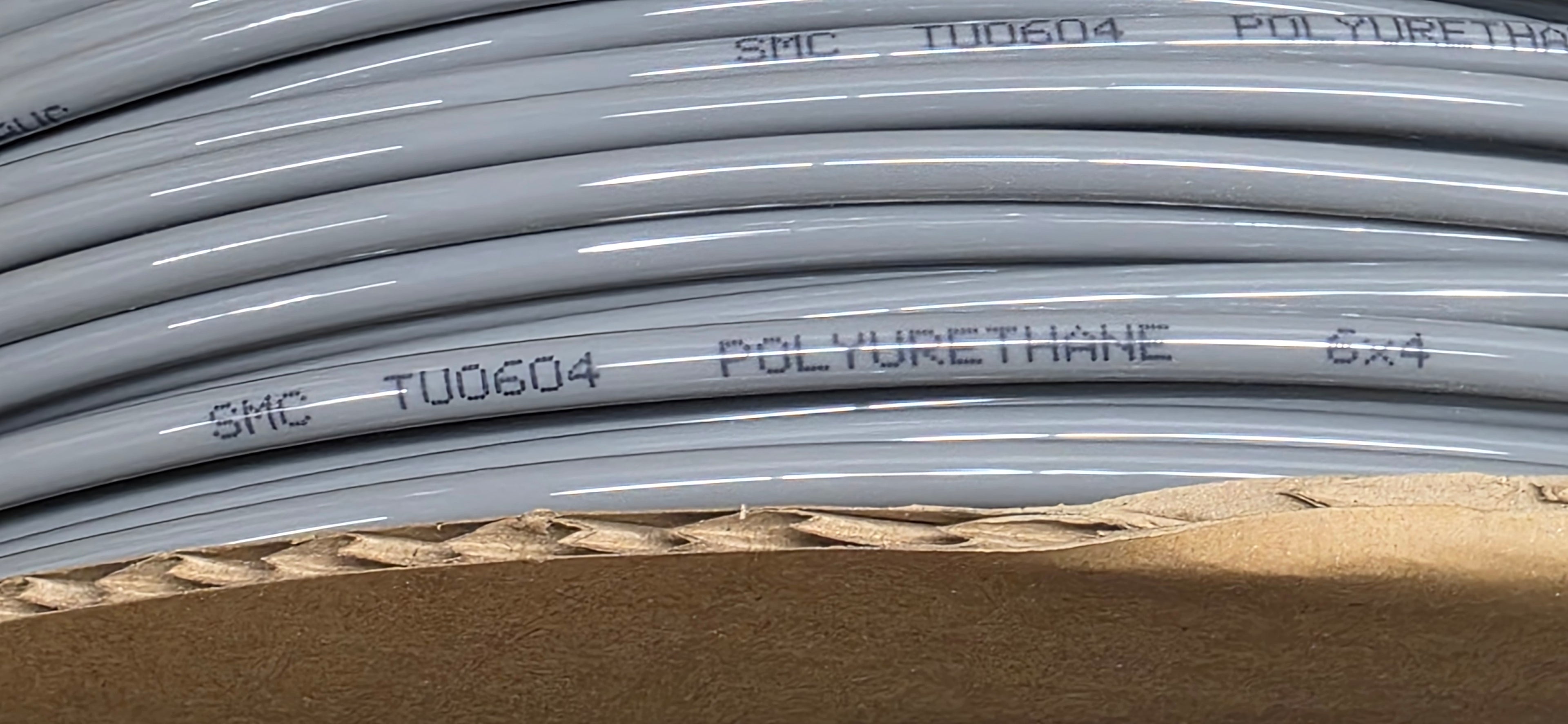 SMC TU0604GR1-500 Tubing; 6mmOD; 4mmID Polyurethane; Gray (500m/1640ft per Roll)